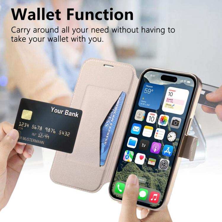 Splitable Electroplated MagSafe RFID Anti-theft Leather Phone Case with Lens Film