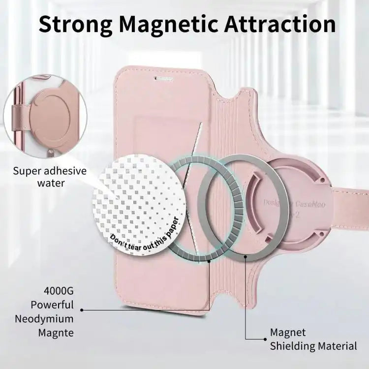 Splitable Electroplated MagSafe RFID Anti-theft Leather Phone Case with Lens Film