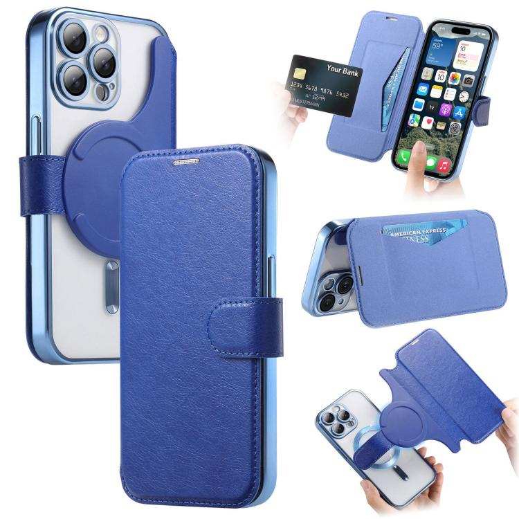 Splitable Electroplated MagSafe RFID Anti-theft Leather Phone Case with Lens Film