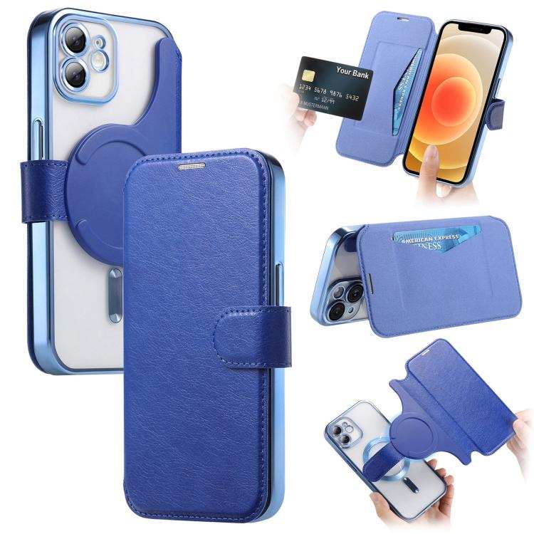 Splitable Electroplated MagSafe RFID Anti-theft Leather Phone Case with Lens Film