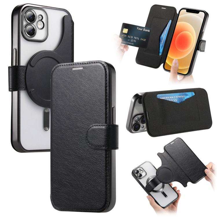 Splitable Electroplated MagSafe RFID Anti-theft Leather Phone Case with Lens Film