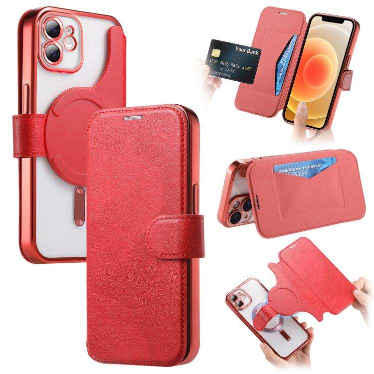 Splitable Electroplated MagSafe RFID Anti-theft Leather Phone Case with Lens Film