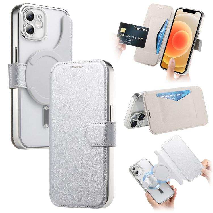Splitable Electroplated MagSafe RFID Anti-theft Leather Phone Case with Lens Film