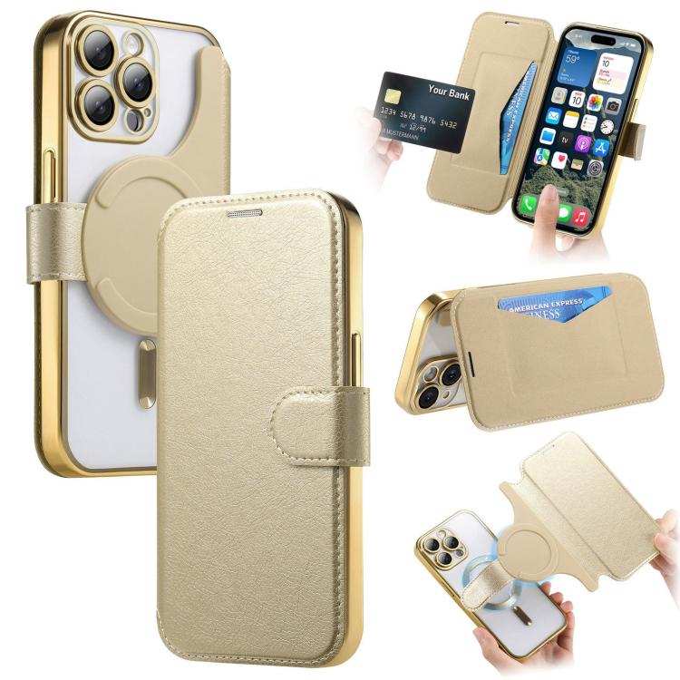 Splitable Electroplated MagSafe RFID Anti-theft Leather Phone Case with Lens Film