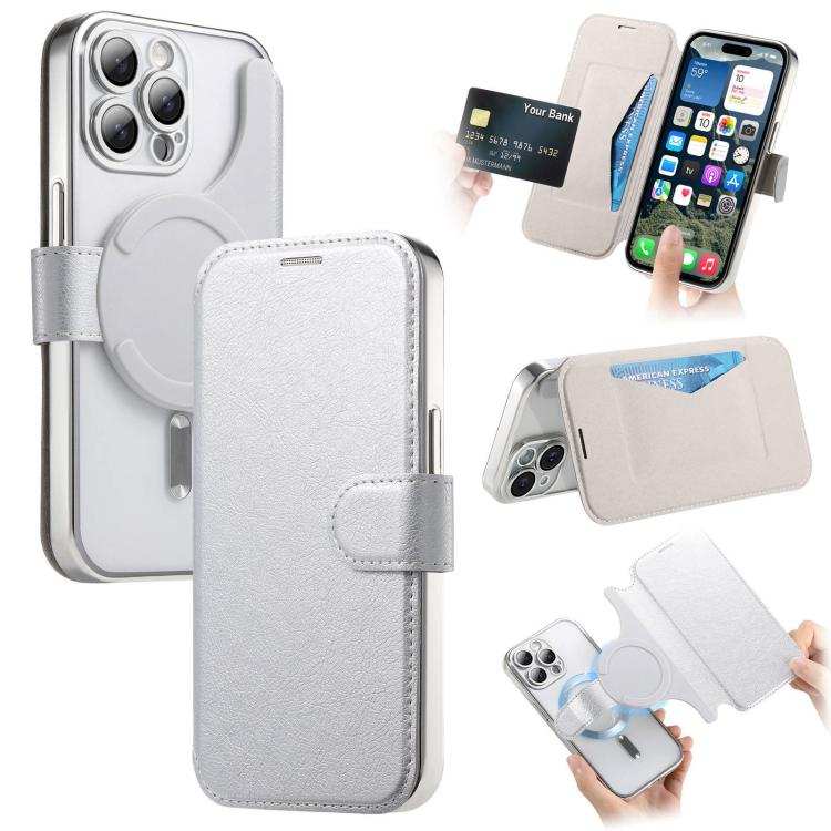 Splitable Electroplated MagSafe RFID Anti-theft Leather Phone Case with Lens Film