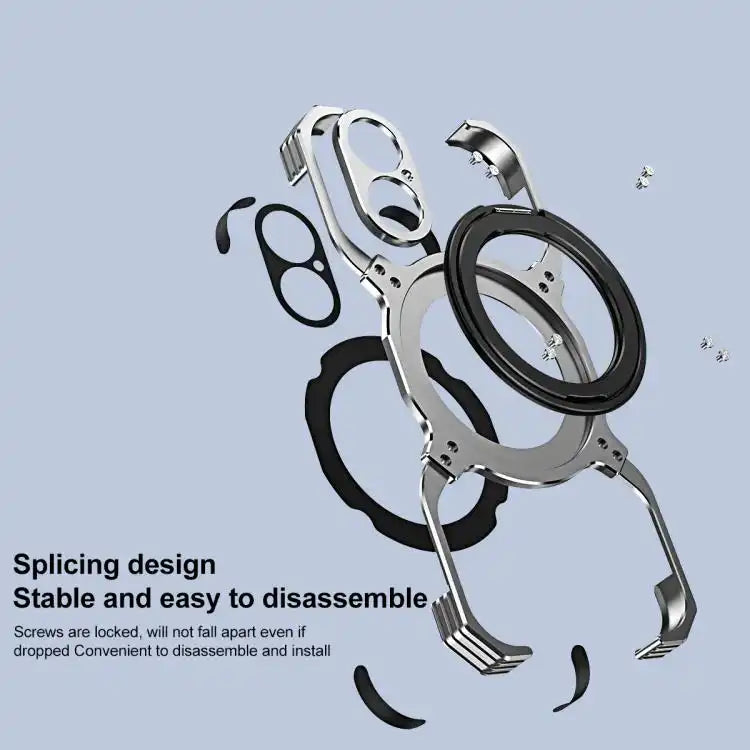 Mechanical Arm Borderless MagSafe Holder Metal Phone Case