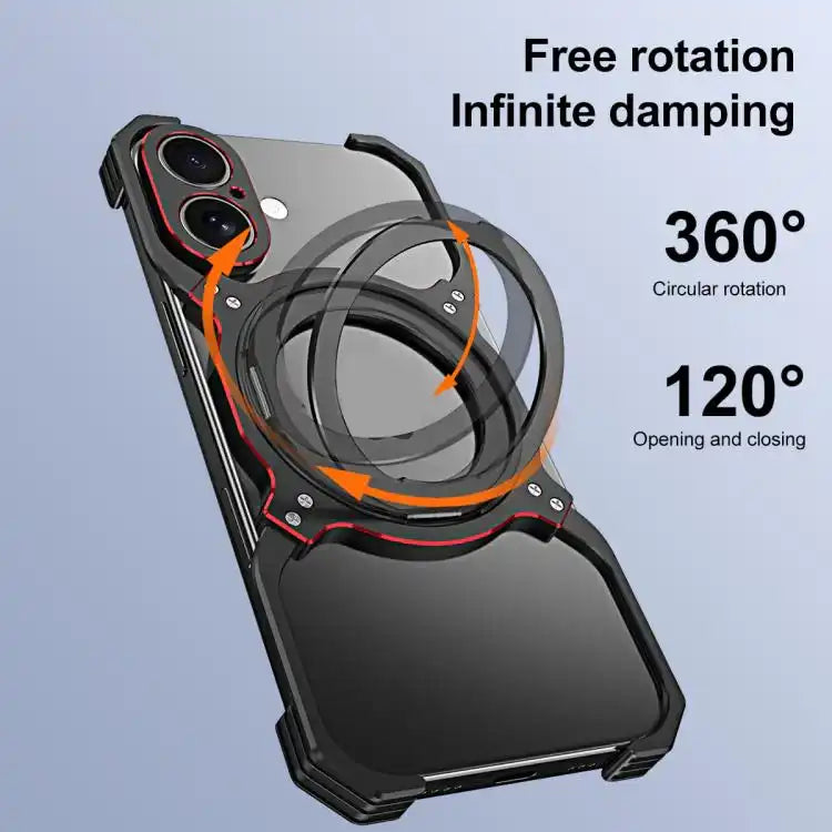Mechanical Arm Borderless MagSafe Holder Metal Phone Case