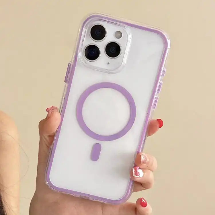 Large Hole Camera Macaron Transparency MagSafe Phone Case