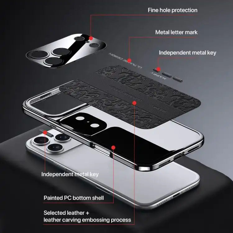 Cloud Dragon Pattern Plain Leather PC Phone Case