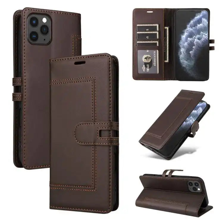 Stitched Magnetic Buckle Leather Phone Case