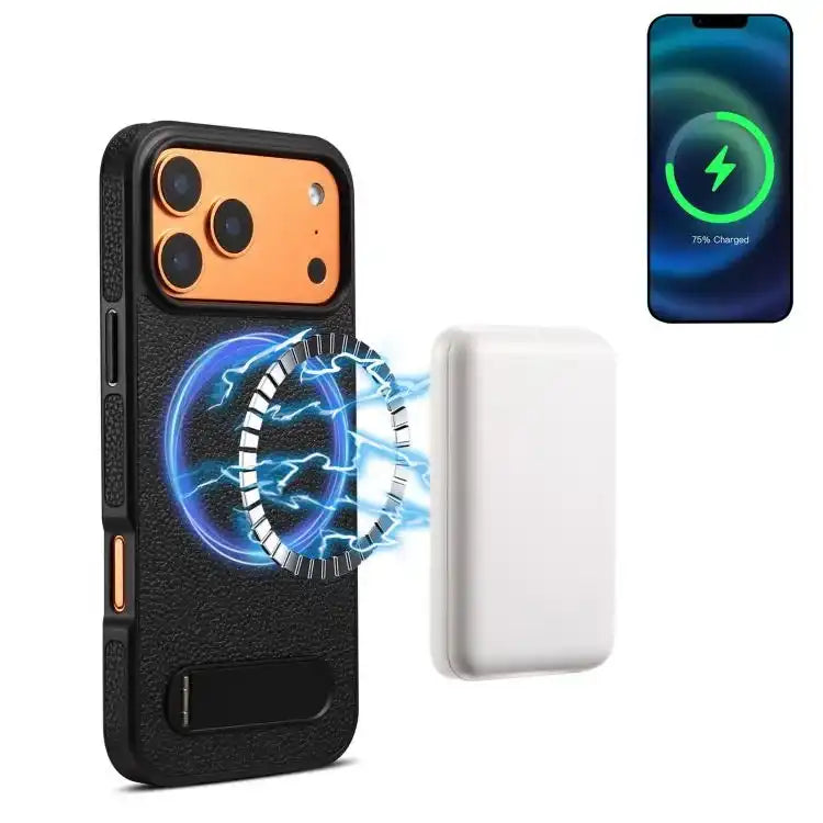 Denior A25 Litchi Texture MagSafe Phone Case with Holder MyMobile