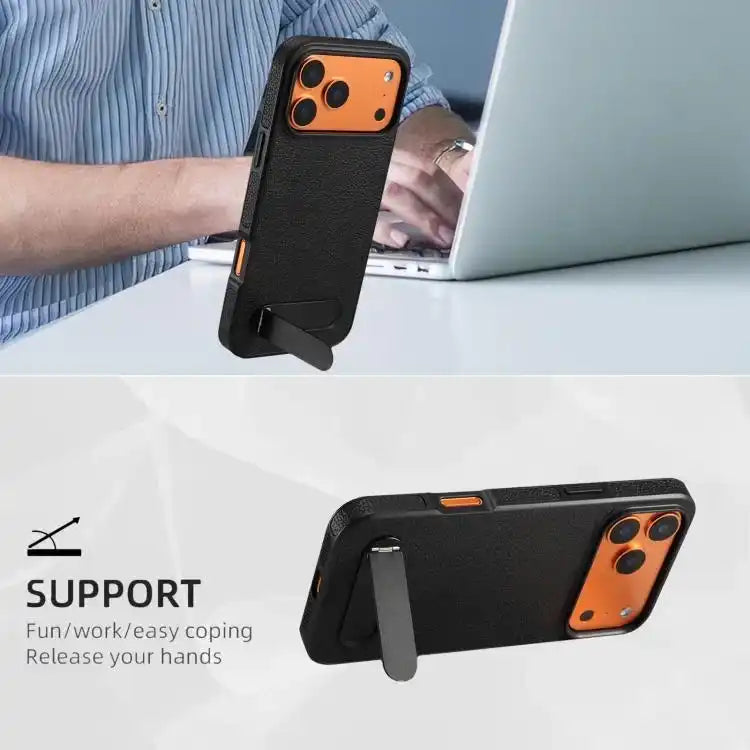 Denior A25 Litchi Texture MagSafe Phone Case with Holder MyMobile