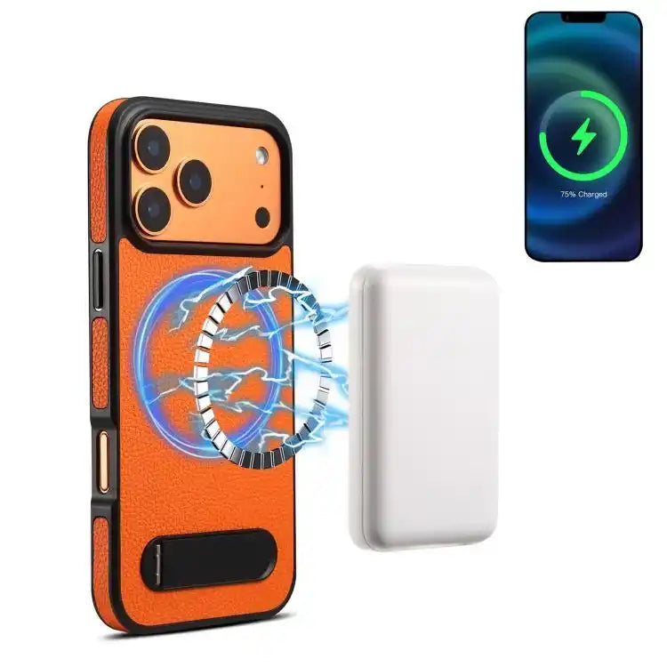 Denior A25 Litchi Texture MagSafe Phone Case with Holder MyMobile