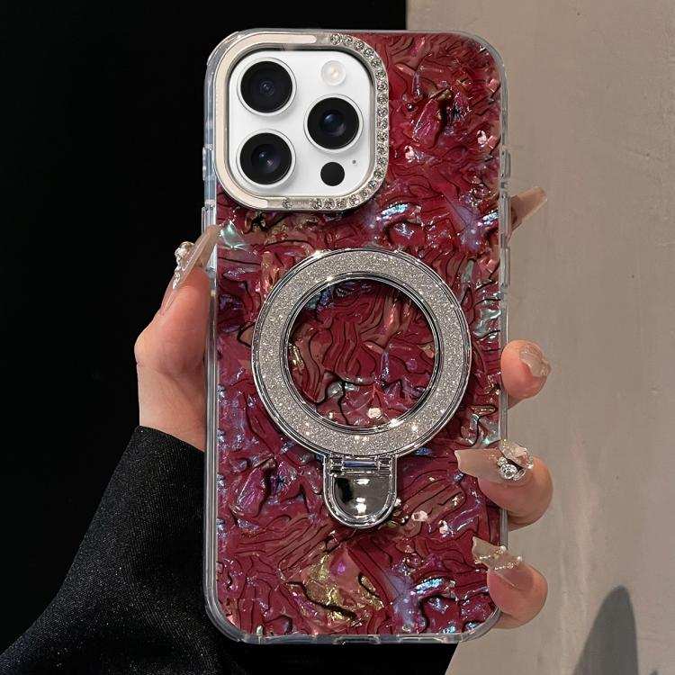 Ink Rhythm Colorful Shell Pattern TPU Hybrid IMD Phone Case with Glitter Holder