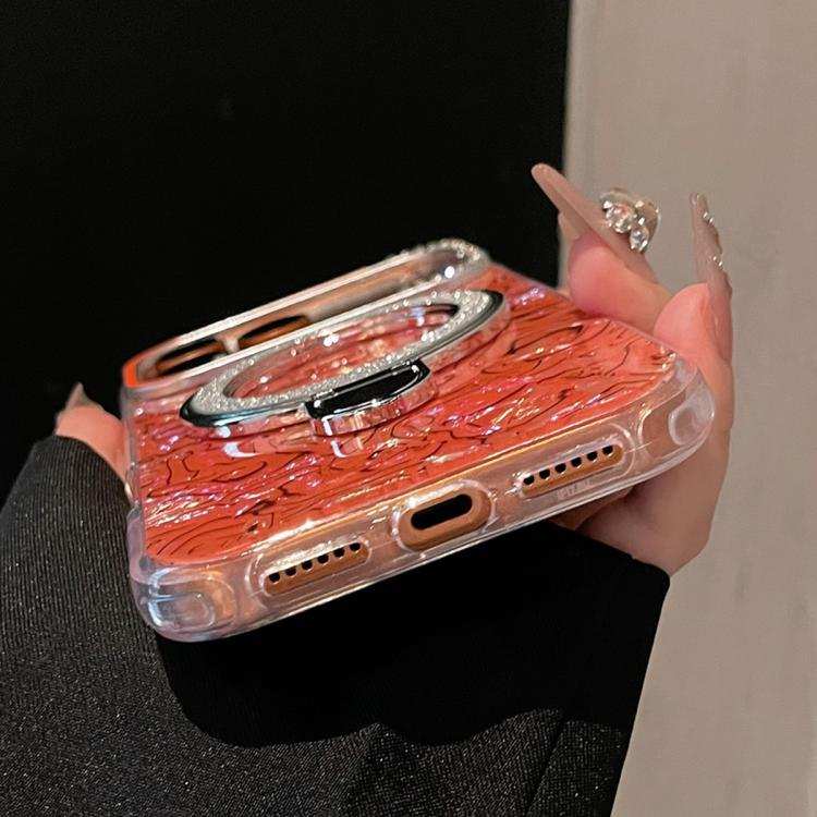Ink Rhythm Colorful Shell Pattern TPU Hybrid IMD Phone Case with Glitter Holder