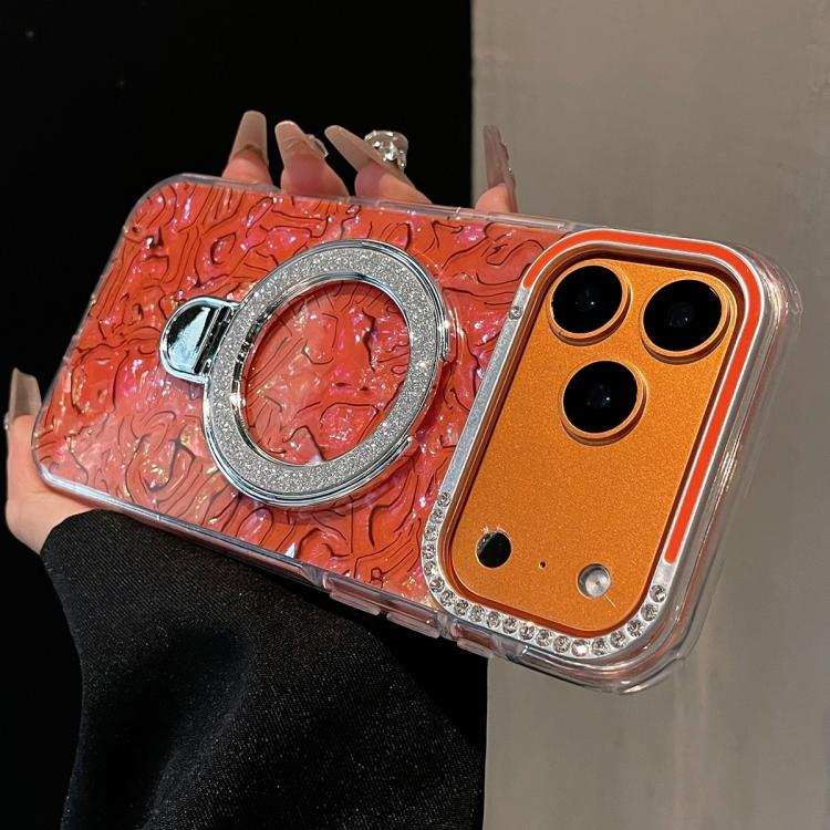 Ink Rhythm Colorful Shell Pattern TPU Hybrid IMD Phone Case with Glitter Holder