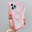 Transparent Matte TPU Hybrid PC 3-in-1 MagSafe Phone Case with Wrist Strap