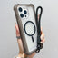 Transparent Matte TPU Hybrid PC 3-in-1 MagSafe Phone Case with Wrist Strap