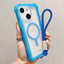 Transparent Matte TPU Hybrid PC 3-in-1 MagSafe Phone Case with Wrist Strap