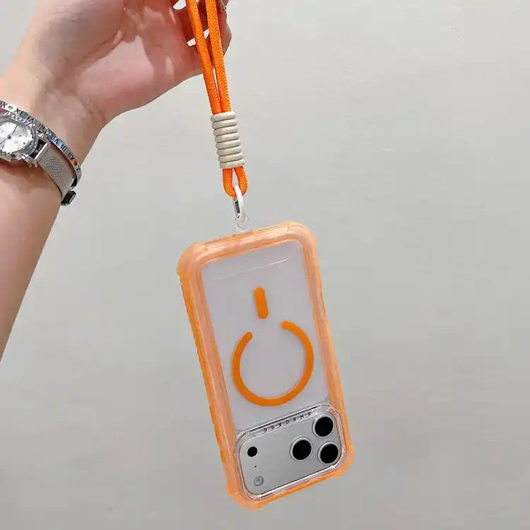 Transparent Matte TPU Hybrid PC 3-in-1 MagSafe Phone Case with Wrist Strap