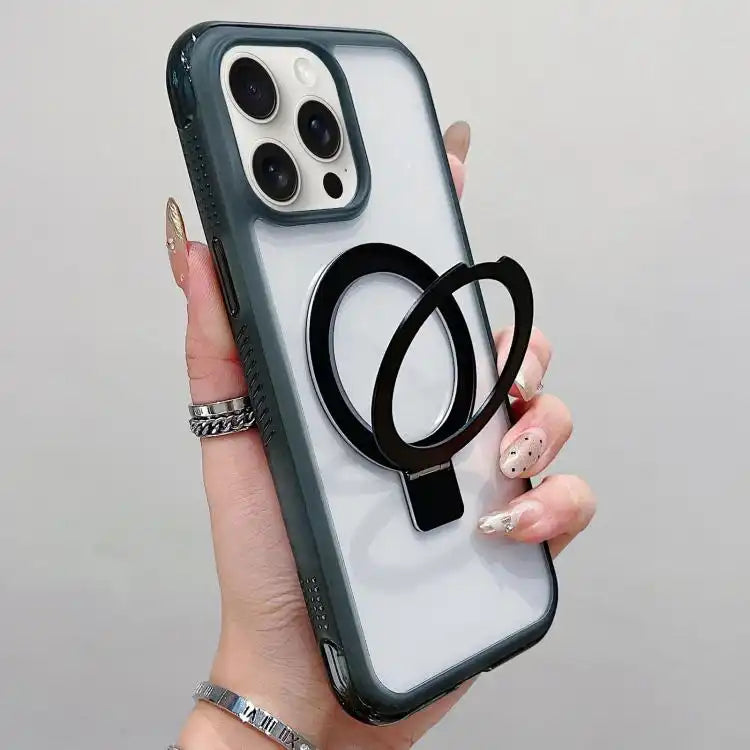 Translucent Edge Transparency Metal Holder MagSafe Phone Case