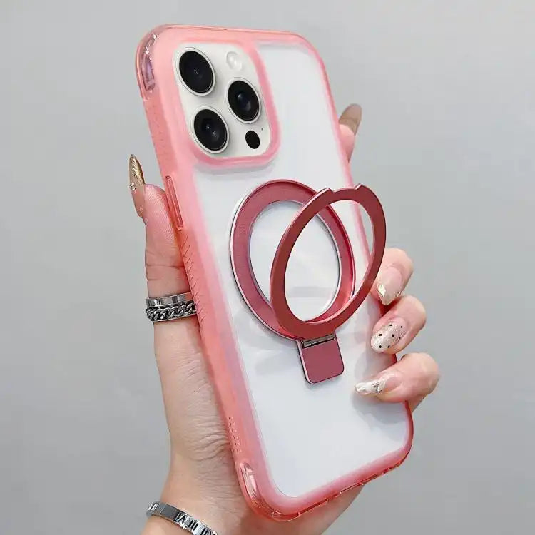 Translucent Edge Transparency Metal Holder MagSafe Phone Case