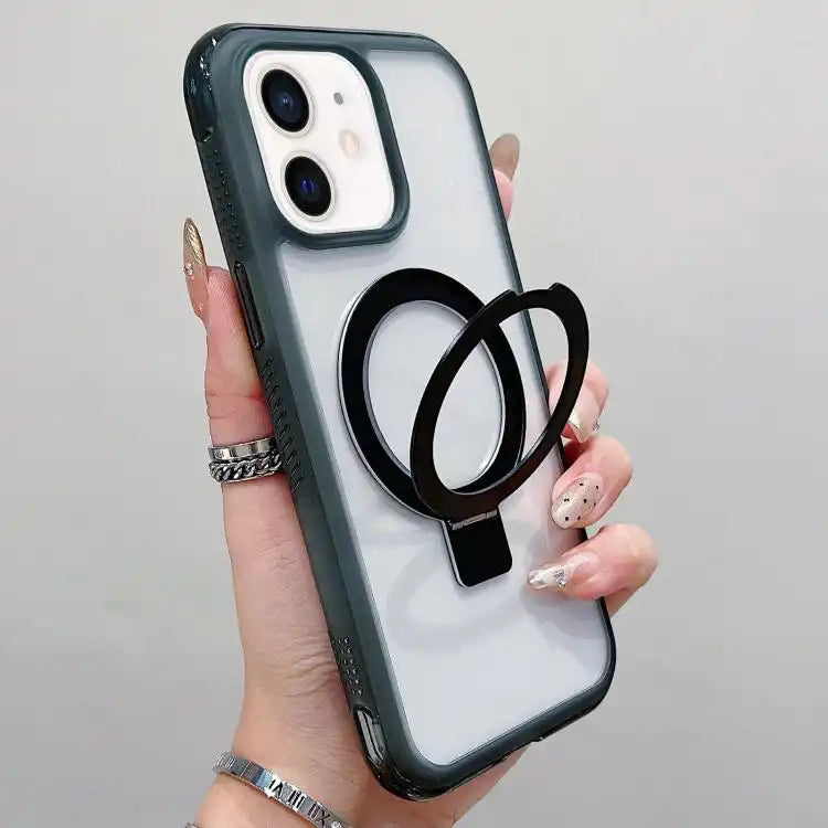 Translucent Edge Transparency Metal Holder MagSafe Phone Case