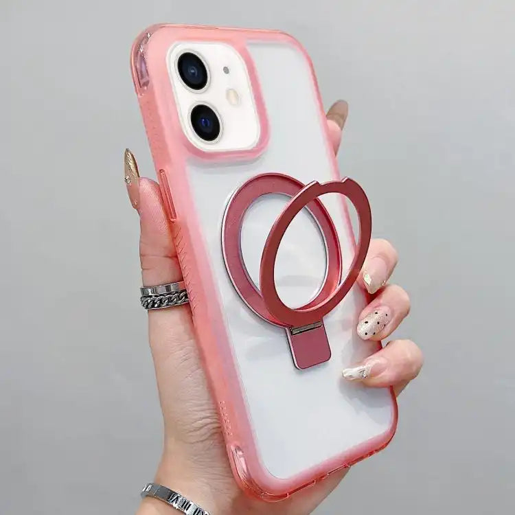 Translucent Edge Transparency Metal Holder MagSafe Phone Case