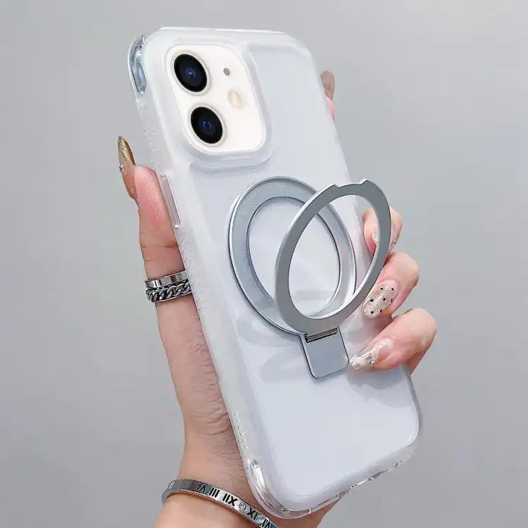 Translucent Edge Transparency Metal Holder MagSafe Phone Case