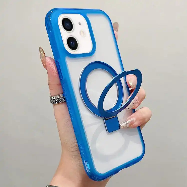 Translucent Edge Transparency Metal Holder MagSafe Phone Case