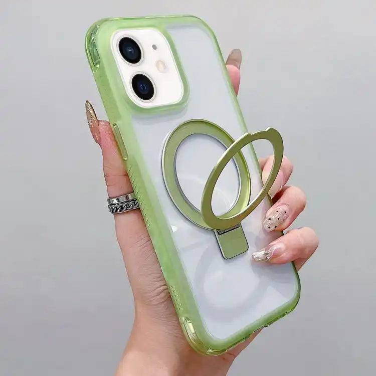 Translucent Edge Transparency Metal Holder MagSafe Phone Case
