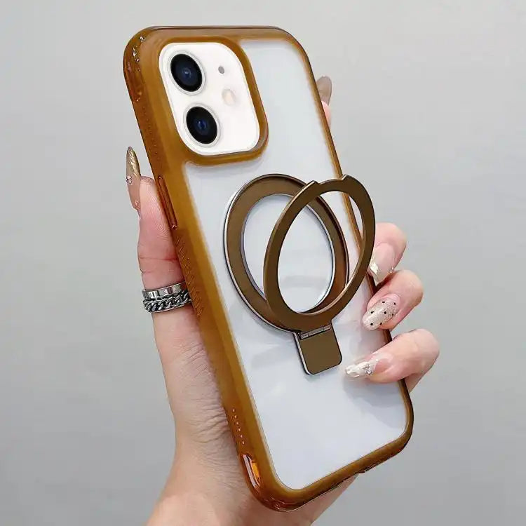 Translucent Edge Transparency Metal Holder MagSafe Phone Case