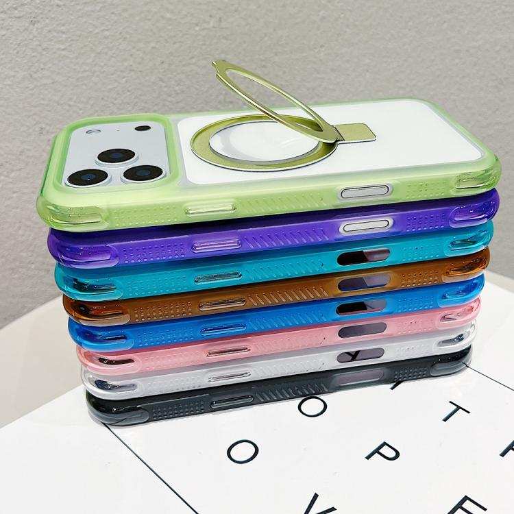 Translucent Edge Transparency Metal Holder MagSafe Phone Case