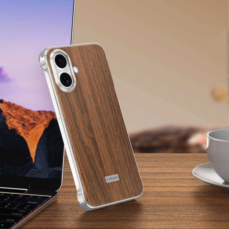 J TRIBE Metal Frameless Wood Texture MagSafe Phone Case