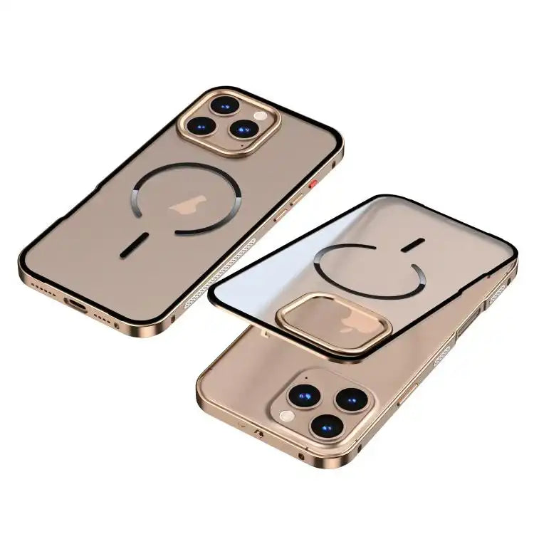 Single-sided Snap Buckle Metal Frame Frosted MagSafe Phone Case