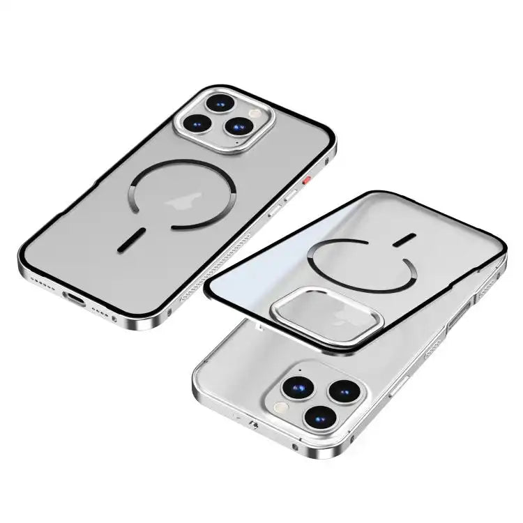 Single-sided Snap Buckle Metal Frame Frosted MagSafe Phone Case