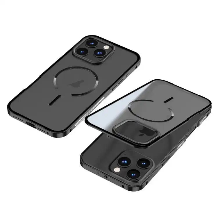 Single-sided Snap Buckle Metal Frame Frosted MagSafe Phone Case