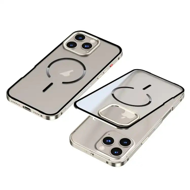 Single-sided Snap Buckle Metal Frame Frosted MagSafe Phone Case