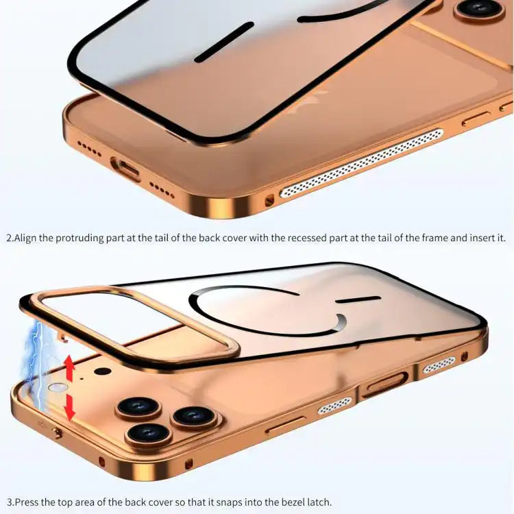 Single-sided Snap Buckle Metal Frame Frosted MagSafe Phone Case