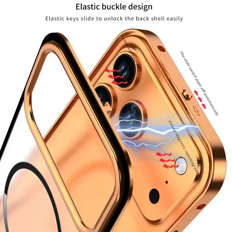 Single-sided Snap Buckle Metal Frame Frosted MagSafe Phone Case