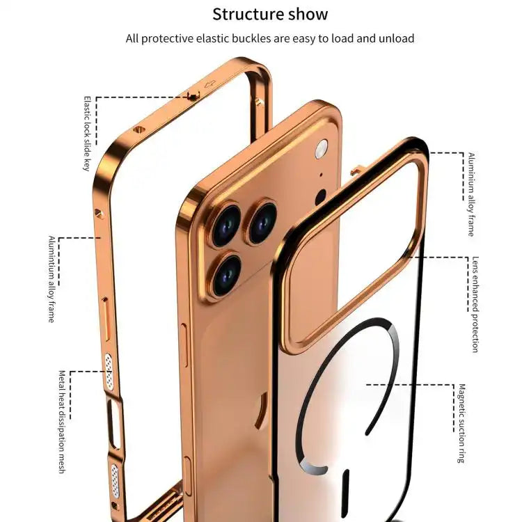 Single-sided Snap Buckle Metal Frame Frosted MagSafe Phone Case