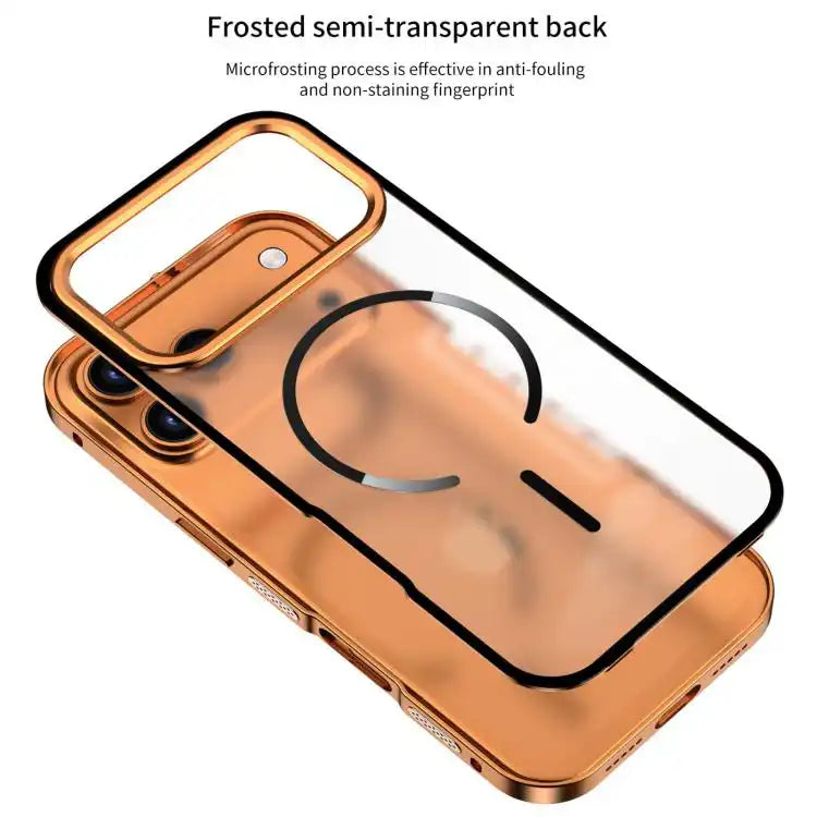 Single-sided Snap Buckle Metal Frame Frosted MagSafe Phone Case