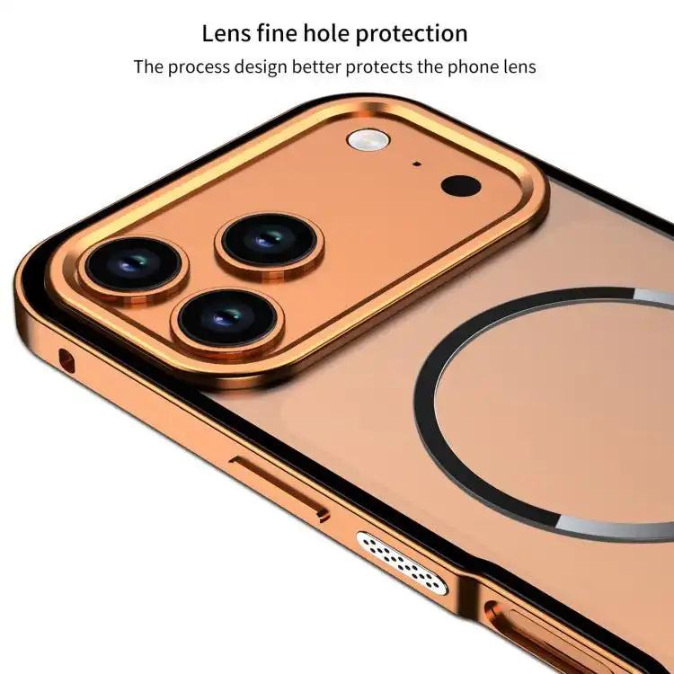 Single-sided Snap Buckle Metal Frame Frosted MagSafe Phone Case