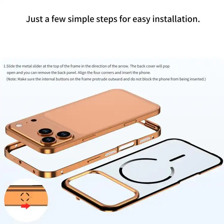 Single-sided Snap Buckle Metal Frame Frosted MagSafe Phone Case