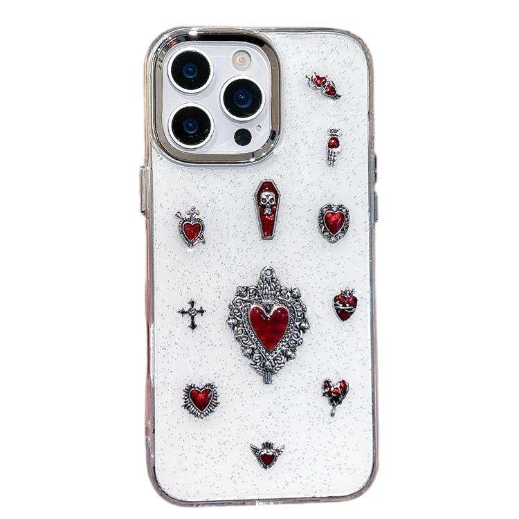 Large Hole Camera Frame Dark-themed Heart Design Full Coverage Phone Case