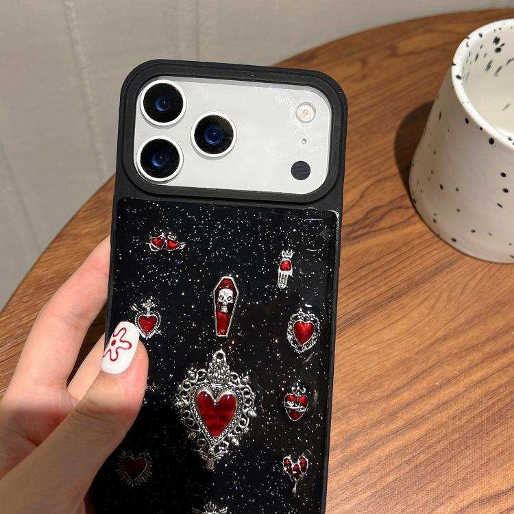 Large Hole Camera Frame Dark-themed Heart Design Full Coverage Phone Case