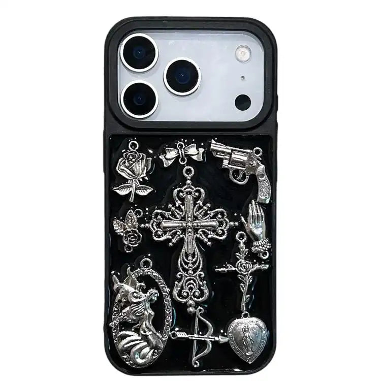 Large Hole Camera Frame Dark-themed Gun Design Full Coverage Phone Case