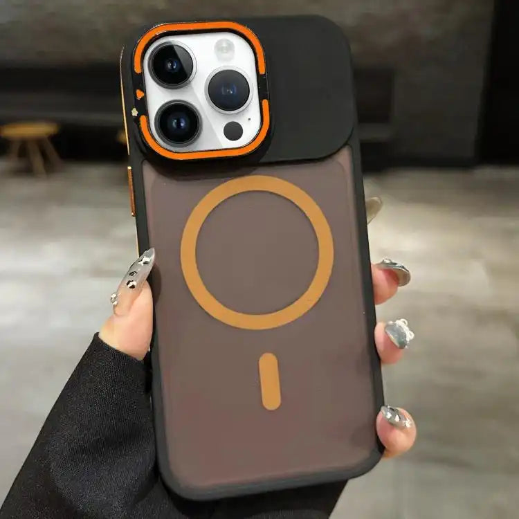 Skin Feel Frosted Metal Lens Holder MagSafe Magnetic Phone Case