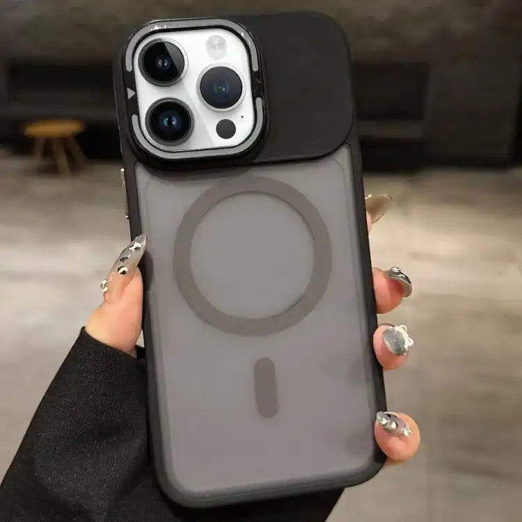 Skin Feel Frosted Metal Lens Holder MagSafe Magnetic Phone Case