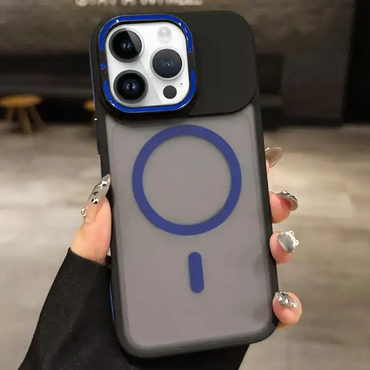 Skin Feel Frosted Metal Lens Holder MagSafe Magnetic Phone Case